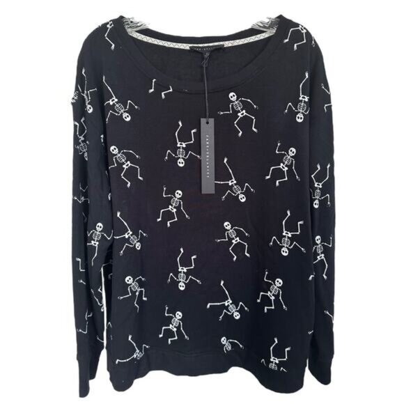Jane & Delancey Women's Dancing Skeletons Pullover & Jogger Set Size XL Black - Picture 2 of 14